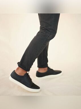 New Nisolo Everyday Sneaker Shoes Black Leather 8.5